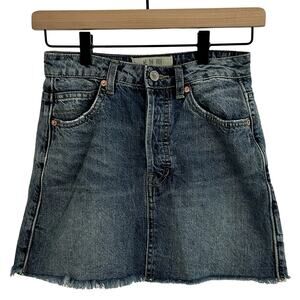 FP We the Free Free People Denim Mini Skirt Button Fly Size 24
